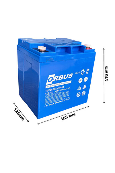 ORBUS 12V 28AH DİK TİP JEL ENGELLİ ARAÇ AKÜSÜ 2024 ÜRETİM