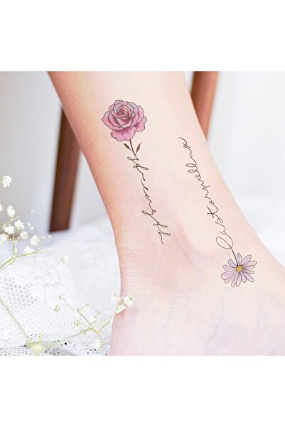 BP Tattoo Minimal Yazılı Çiçek Dövmesi