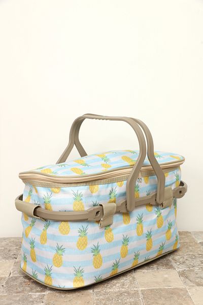 Kale Termos KALE - Isolated Patterned Thermos Picnic Basket and Pineapple Patterned Picnic Bag
