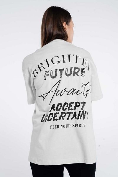 Friday Offset Tricou alb pentru femei, 100% bumbac, extra oversize - decolteu