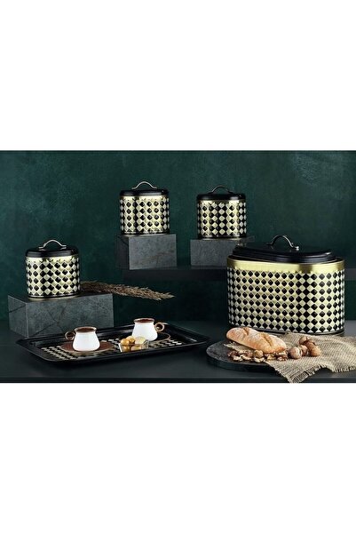 VİP AHMET Damalı metal oval Ekmeklik baharatlık seti 4’lü