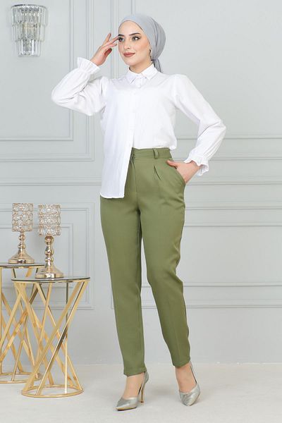 Modamihram Pantaloni verzi skinny 6100