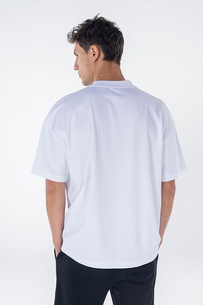 Friday Offset Ανδρικό μπλουζάκι λευκό Oversize 100% βαμβακερό με λαιμόκοψη