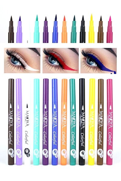 MAQYA Cosmetics 12'li Renkli Eyeliner & Pen 12 Color Eyeliner