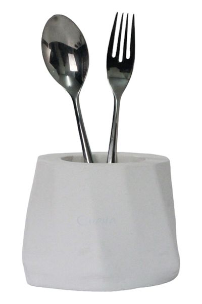 Evene Countertop Cutlery Decorative Upright Cutlery Holder Cylinder Cutlery White Color Model 17