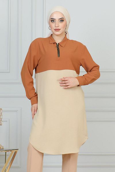 Modamihram Tunica crem 6098 - Fermoar Detaliat