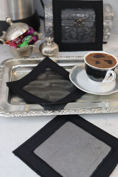 vipceyiz Brown 3-Piece Embroidered Lace Square Napkin Set