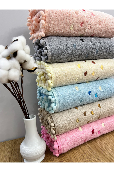 AYHANHOME Набір кухонних рушників з вишивкою у вигляді серця з помпонами, 6 штук, 30x50