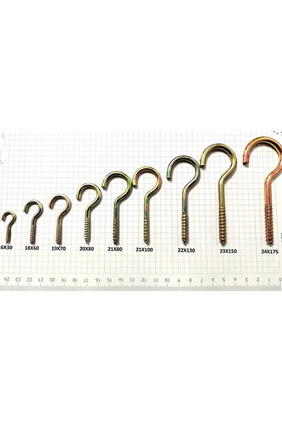 Beşel Piton Vida - Çengel Vida - Kanca Vida Tüm Ölçüler Istediğiniz Adetler 23x150-5 Adet