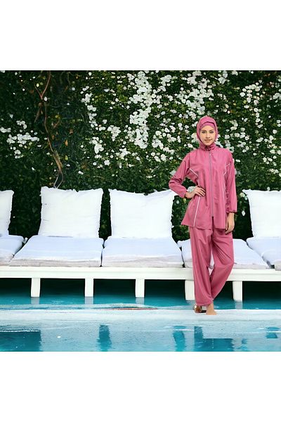Shopiolog Geometric Patterned Long Micro Sleeve with Full Hijab Model
