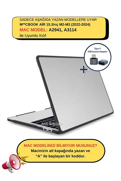 Mcstorey ماك بوك اير 15.3 بوصة M2-M3 TPU خارجي - مع TouchID، متوافق مع A2941 A3114