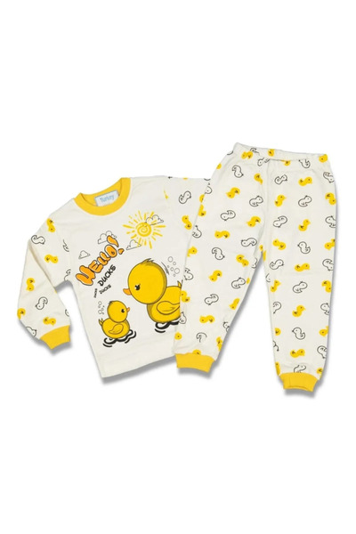 Orjin Baby Girls' Baby Boy Duck Printed Pajama Set 100% Cotton