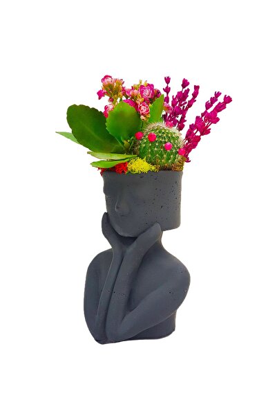 çiçekseli Thinking Serisi Kalanchoe ve Kaktüs Tasarımı & Biblo Beton Saksıda ...