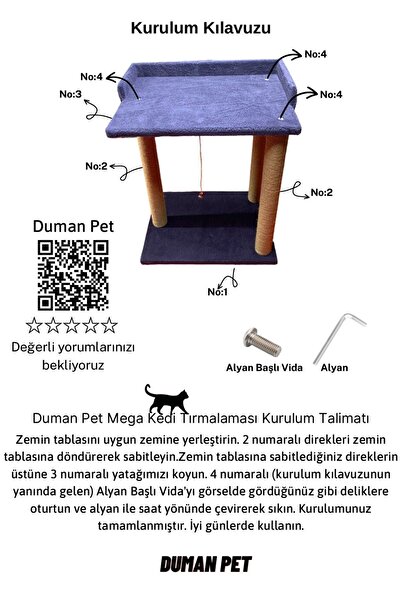 Dumanpet Xl Mega Bed Cat Scratching Board (72x55x40) Beige Teddy Bear Printed