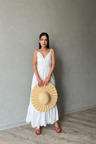 Seda Yalçın Atelier Napoli Embroidery Strappy White Dress