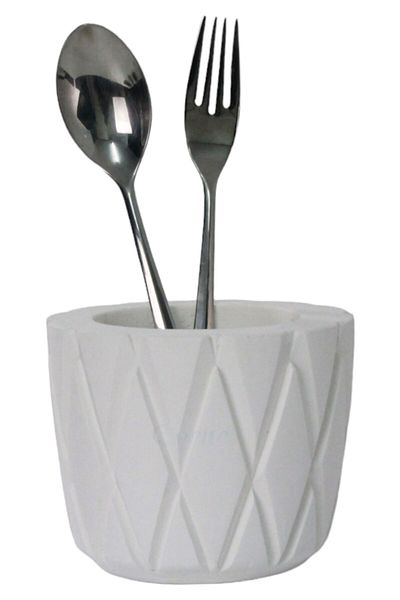 Evene Countertop Cutlery Decorative Upright Cutlery Holder Cylinder Cutlery White Color Model 18