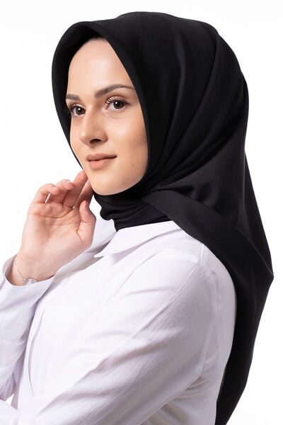 Kadınbona Ithal % 100 Lüks Medine Ipeği Eşarp DUMAN Siyah