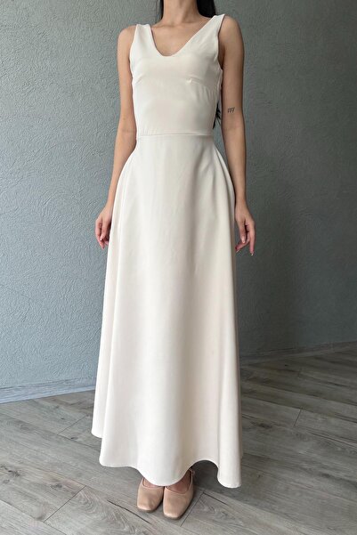 Seda Yalçın Atelier Beige Flared Dress - Thick Strap Detail
