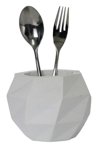 Evene Countertop Cutlery Decorative Upright Cutlery Holder Cylinder Cutlery White Color Model 21
