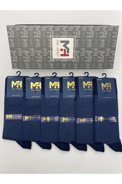 MRHERO Комплект от 6 мъжки дълги чорапи с аромат на парфюм в тъмносин бамбук