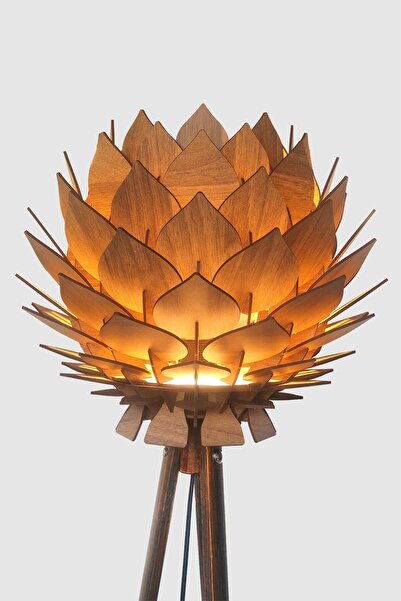 Design OTTO Lotus Dekoratif Lambader Şapkası Başlığı Avize Abajur Ceviz