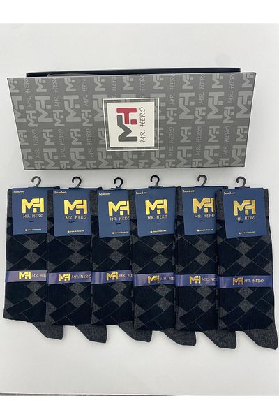 MRHERO Мъжки дълги чорапи от бамбук, 6 броя - антрацит, с аромат на парфюм