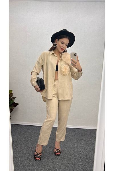 Leylakco Aurora Rose Detailed Stylish Double Suit Set