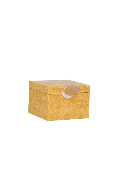 MOENAStudio Moena Studio Decorative Crocodile Patterned Small Size Yellow Color Faux Leather Box