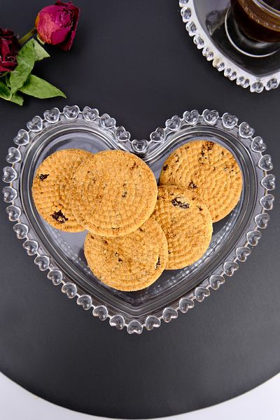 Digithome 18 Cm Heart Beaded Glass Presentation Cookie Holder - SUR-26 C320.049