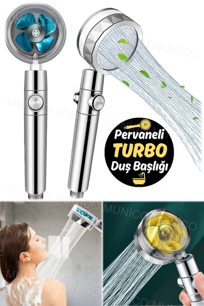 Munico Yağmur Etkili Yüksek Basınçlı Püskürtme Duş Başlığı Banyo Aksesuarı Du...