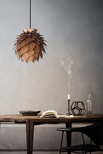 Design OTTO Lotus Dekoratif Lambader Şapkası Başlığı Avize Abajur Ceviz