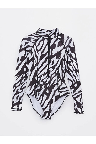 LC Waikiki LCW DREAM Costum de baie Hijab cu mânecă lungă cu imprimeu cu gule...