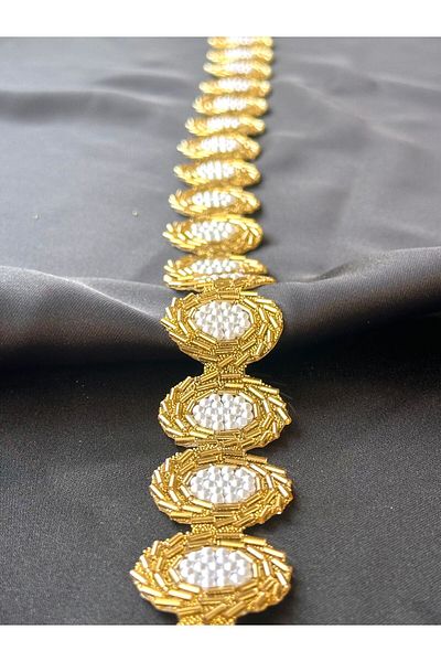 ODDA TASARIM ATÖLYESİ Decorative Design Ribbon with Bead and Pearl Detail Round Iron - 1M