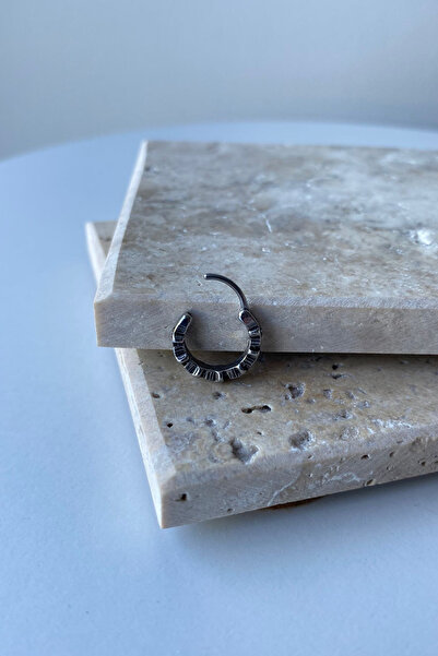 Jaida Moda Vintage Gray Star Motif Unisex Steel Hoop Earrings