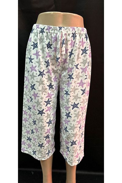 Kuryıldız White Patterned Cotton Women's Pajamas - Below the Knee Single Bottom