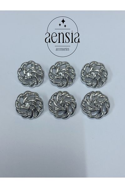 aensia metal Coat Jacket Trench Knot - Silver Ball Knit Model, 2.29 CM - Pack of 6