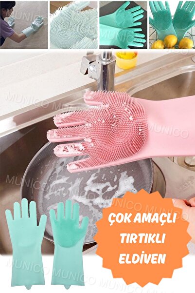 Munico 1 Çift Temizlik Eldiveni Haşlanma Önleyici Yeniden Kullanılabilir Sili...
