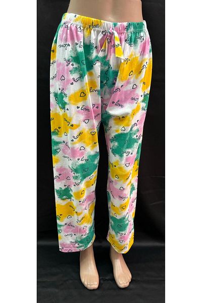 Kuryıldız Women's White Patterned Cotton Knee Length Single Bottom Pajamas