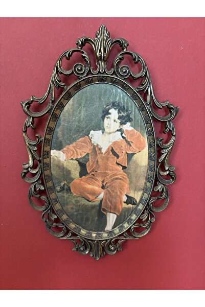 tayfuntufan antika koleksiyon İtalyan pirinç çerçevede ipek üzerine resimler 21 cm 14 cm ölçülerinde