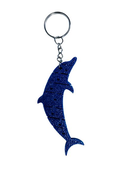 Tesseract Navy Blue Movable Dolphin Keychain