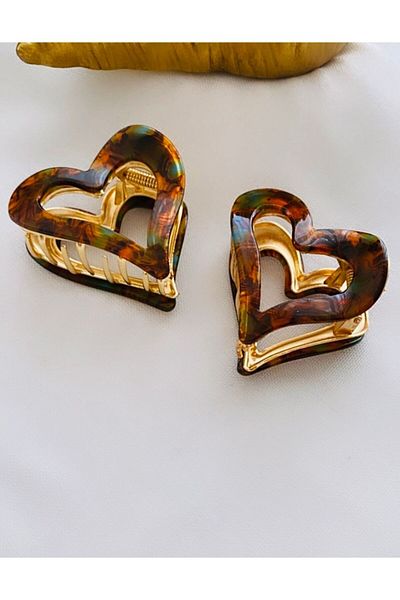 VNS Accessories Εισαγόμενη πόρπη με μανταλάκια καρδιάς από επιμετάλλωση ρητίνης (6 cm)