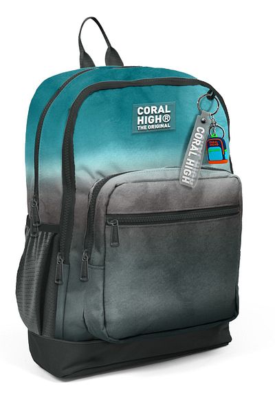 Coral High Kids Turquoise Gray Batik School Backpack 23768