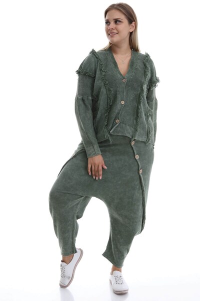 Mia Butik Plus Size Bohemian Khaki Cardigan