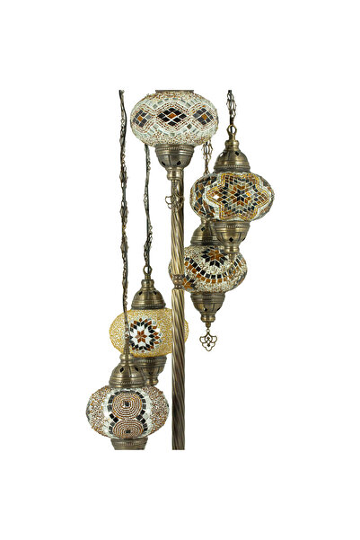 mosland home Mozaik 5'li Lambader, Köşe Lambası, Osmanlı Dekoratif Ev Aydınlatmaları, El Yapımı Mozaik Lamba