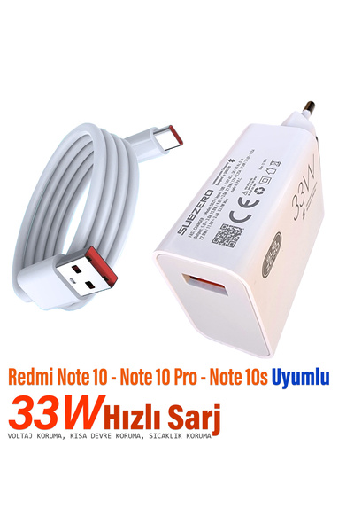 EXENAR Redmi Note 10 - Note 10 Pro - Note 10S Şarj Aleti 33W HIZLI Şarj ve Kablosu