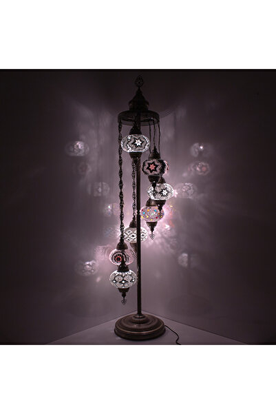 mosland home Mozaik 7'li Lambader, Köşe Lambası, Otantik Osmanlı Lambaları, D...