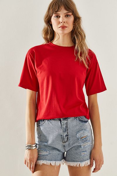 Bianco Lucci Crew Neck Women's Basic T-Shirt - Short Sleeve60251202