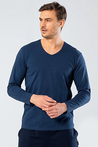 Cacharel Ανδρικό μακρυμάνικο μπλουζάκι με λαιμόκοψη V - 95% βαμβάκι 5% ελαστάνη