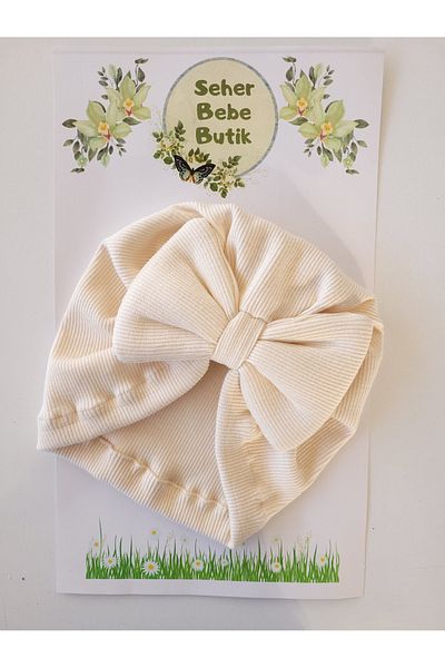 SeherBebeButik Baby Girl and Child Bonnet with Colorful Bow - Soft and Flexible