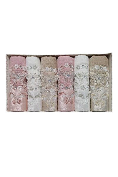 CENGİZ ÇEYİZ Durul 6'lı Kutulu Kadife Orkide Güpürlü 30x50 Mutfak Havlusu 589